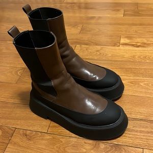 MANGO boots leather/rubber - brown black